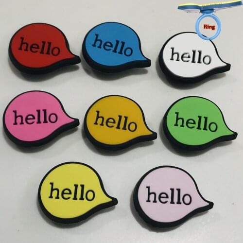 8PCS PVC Multicolor Hello Adjustable Ring Kids Finger Jewelry Accessories Holiday Finger Ring For Children Trinkets