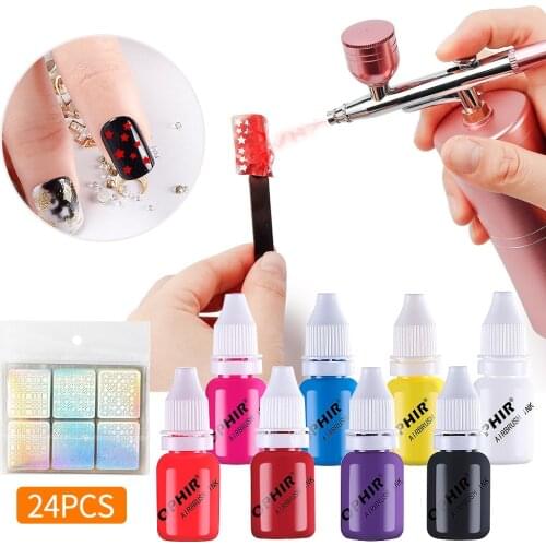 10ML Airbrush Nail Ink Nail Polish Paint Use For Airbrush Spray Gun Making Hollow Pattern Color Painting Stencil Nail Art Tools