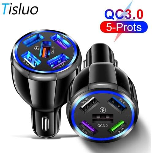 5 usb Car Charger Quick Charge 3.0 Universal Car USB Charger For Samsung Huawei iphone 11 8 Plus Fast Charging USB Phone Charger