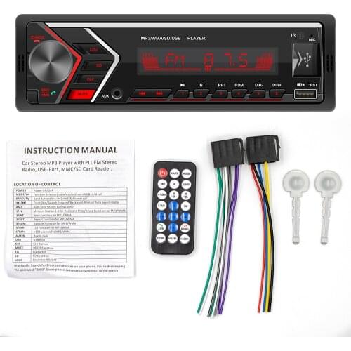 MLOVELIN 1din Car Multimedia MP3 Player Auto FM Radio Stereo USB/TF Aux Input Handsfree Remote Control Music Playing