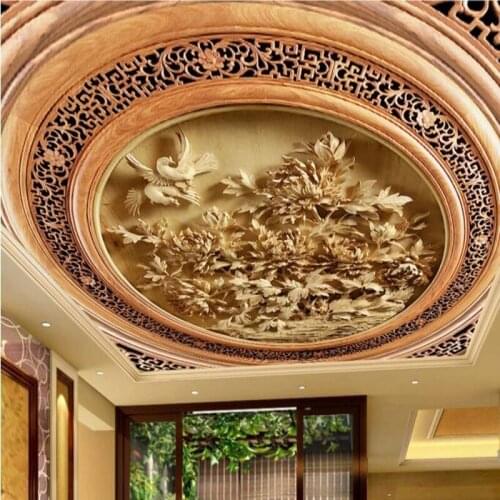Beibehang Large custom wallpapers HD wood carving 3D carved floor Zenith fresco living room bedroom home decoration