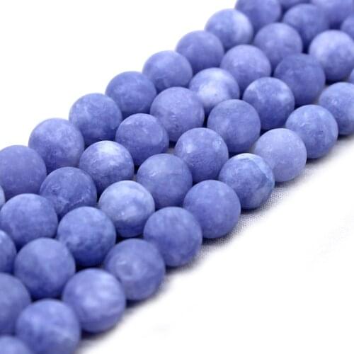 Natural Stone Beads Matte Frosted Lavender Chalcedony Round Loose Beads fit DIY Charms Bracelet for Jewelry Making 4/6/8/10/12mm