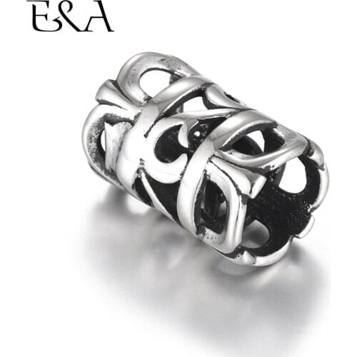 Stainless Steel Beads Tube Hollow Large Hole Slide Bead Fit 8mm Round Leather Cord Bracelet Jewelry Making DIY Charms Supplies