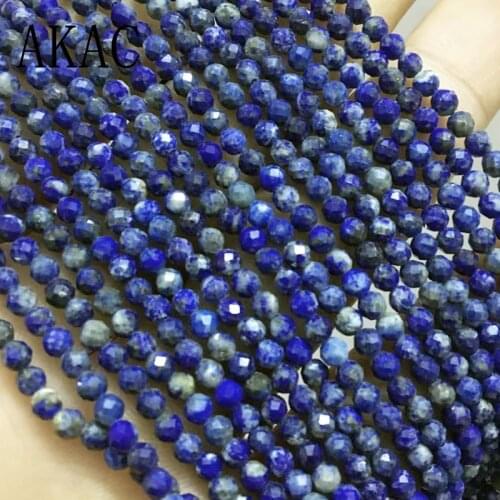 3strands Approx3mm natural lapis lazuli faceted loose beads for Jewelry diy making design wholesale
