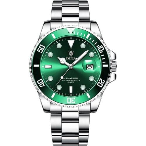 New Swiss Watch Mens Quartz Movement Watch Black Blue Green Water Ghost Waterproof Luxury High Fashion Watch WA149