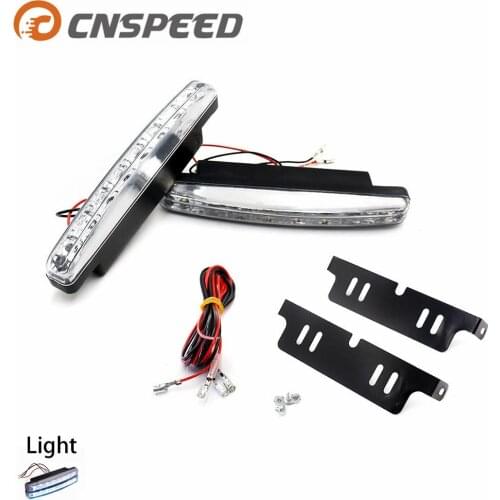 CNSPEED 2PCS LED daytime running lights Piranha beads White car fog lights strobe light 8 DRL light bar parking 12V YC100471