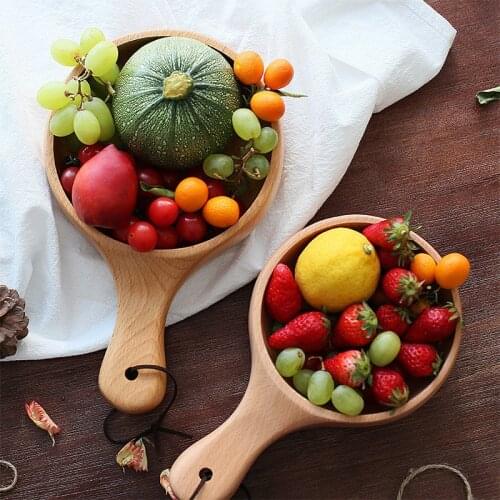 Japanese Style Wooden Rice Bowl Noodle Bowl with Long Handle Soup Salad Fruit Bowl Home Kitchen Tableware Accessories