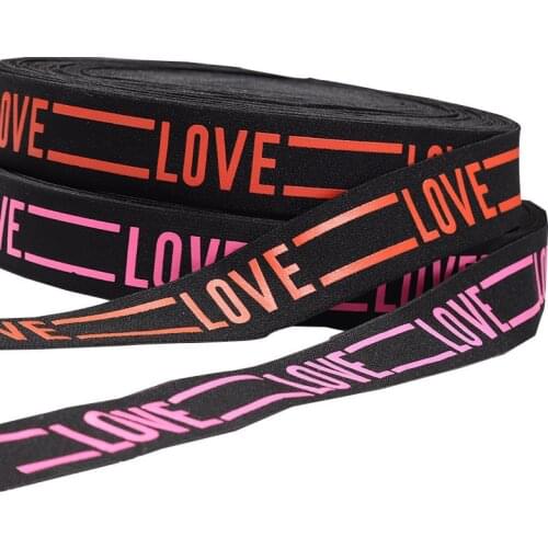 4cm LOVE Elastic Bands Jacquard Printing Rubber Band Stretch Clothing Lace Ribbon Waistband Shoulder DIY Garment Accessories 1M