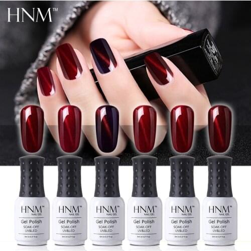 HNM 8ml Wine Red Cat Eye UV Gel Nail Polish Soak Off Lucky Lacquer Stamping Hybrid Varnish Paint Gellak Enamel
