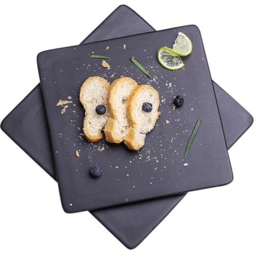 Black matte ceramic plates with simple personality Nordic style bread plates cake tray Hotel dessert snack plates Sushi plates