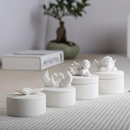 Butterfly Ceramic Cans Angel Ceramic Jar Jewelry Box Wedding Stud Earrings Necklace Accessories Storage Tank Ceramic Sugar Gift