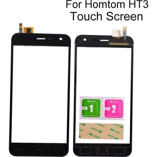 Mobile Touch Panel For Homtom HT3 Touch Screen Glass For Homtom HT3 Pro Touchscreen Front Glass 5.0" Tools 3M Glue
