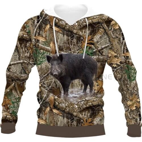 Wholesale Hunting Graphic Spring Autumn Winter Hip Hop Casual Boar 3D Print Hoodie Polyester v7