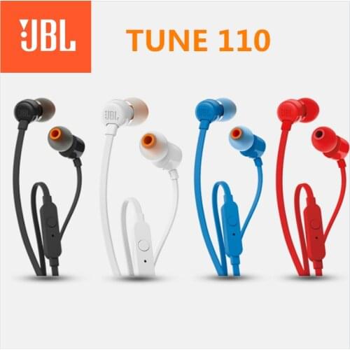JBL TUNE 110 3.5mm Wired Earphones T110 Stereo Music Deep Bass Earbuds Sports Headset In-line Control Handsfree with Microphone