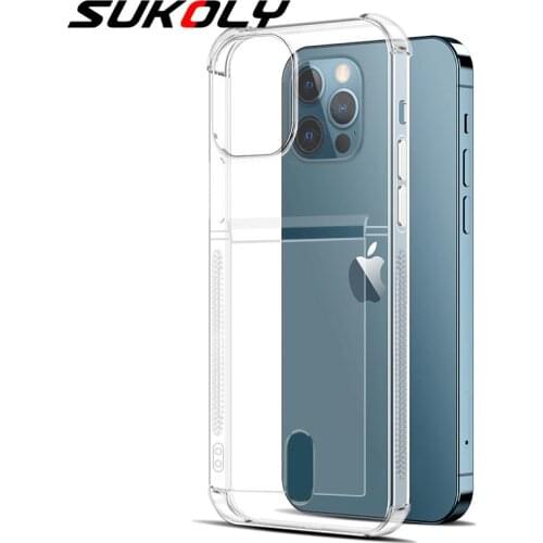 Clear Card Holder Phone Case For iPhone 12 Mini 11 Pro Max XS MAX XR X 6 6S 7 8 Plus 5S Soft Solid Color Credit Slot Back Cover