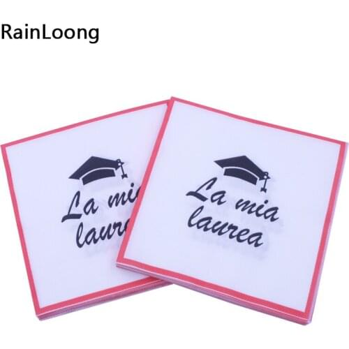 [RainLoong] Doctorial Hat Paper Napkins Printed For Graduation Party Decorations Guardanapo 33cm*33cm 1 pack (20pcs/pack)