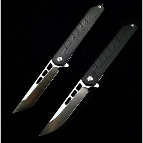 Folding Pocket Knife D2 Tanto Blade G10 Handle Ball Bearing Survival Hunting Camping Portable Tactical EDC Knives