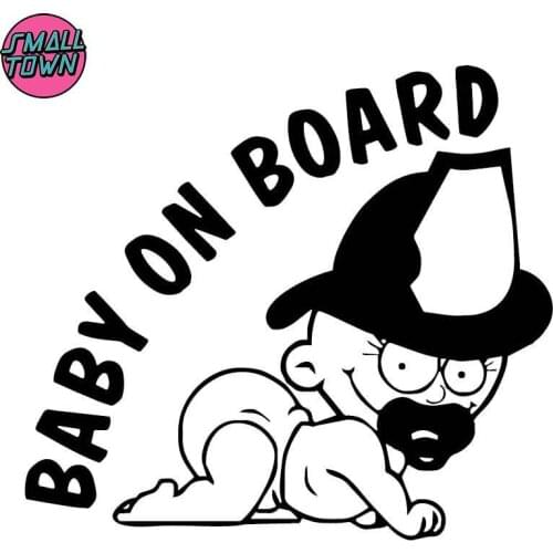 Small Town 15.5X14CM BABY ON BOARD Funny Boy Rear Windshield Decoration Decal Creative Cartoon Car Sticker C25-0043