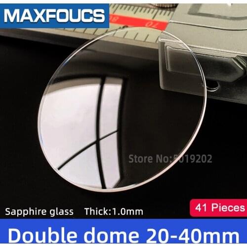 Watch Glass Thick 1.0mm Diameter 20-40 mm Double dome Sapphire Anti scratch Smooth Round Transparent Crystal ，41 pieces Suit