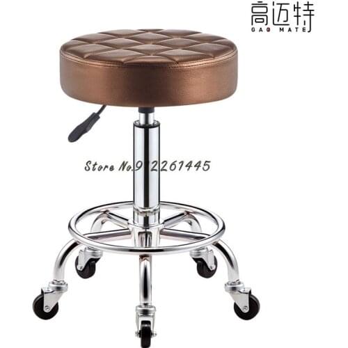 Beauty Stool Big Work Stool Barber Shop Chair Hair Salon Rotating Lifting Stool Bar Stool Makeup Hair Salon Sliding Wheelchair