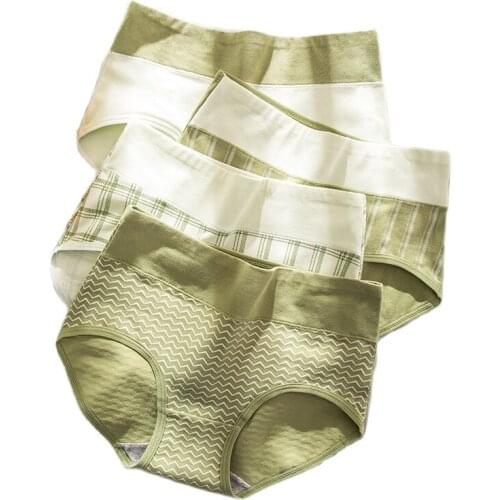 Plus Size M-5XL High Waist 4Pcs Cotton Panties Women Body Shaper Fashion Briefs Underwear Breathable Comfort Female Lingerie