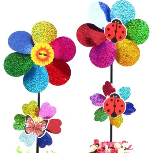Colorful Sequins Windmill Wind Spinner Home Garden Yard Decoration Kids Toy Hot