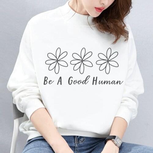 Casual Mix And Match 2019 New White Printed Picture Top Ladies Long Sleeve Autumn And Winter Hoodies