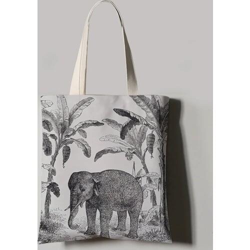 Ladies Shoulder Bag Flower/Leaf Printed Tote Bags For Women Casual Beach Bag Canvas Reusable Shopping Bag