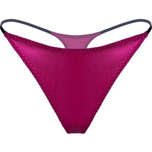 Bombyx Mori Silk Ladies Stretch Sexy T-shaped Underwear Womens Low-waist Triangles Fun T-pants