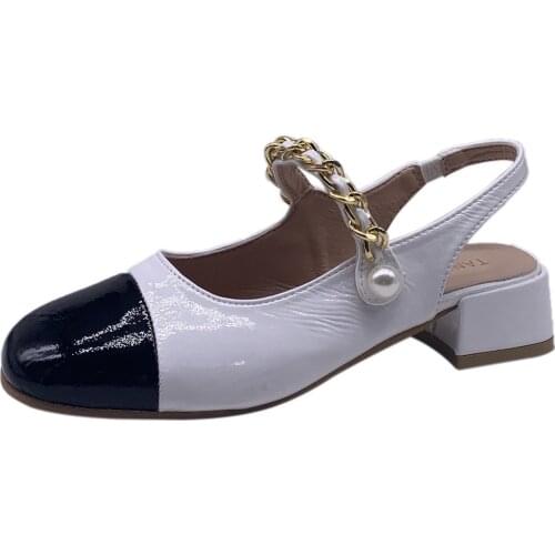 Women Mary Jane Shoes 2021 New Fashion Square Toe Thick Heel Sandals Fairy Style Small Leather Shoes Pearl Outer Pumps