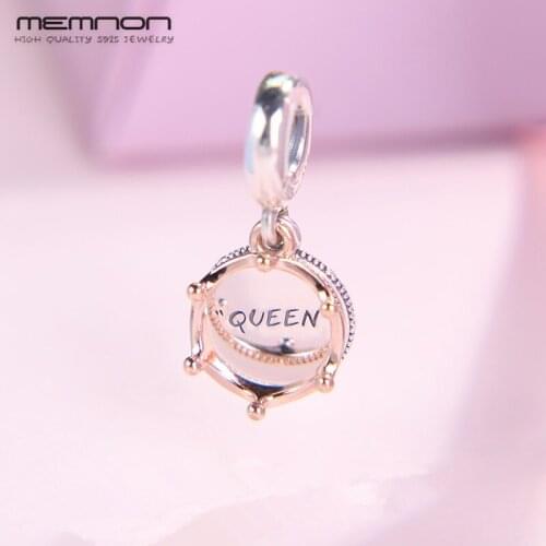 2019 Autumn 925 Sterling Silver jewelry Rose Regal Queen Crown Hanging charms Fit Bracelet Bangle for Women DIY Jewellery Gift