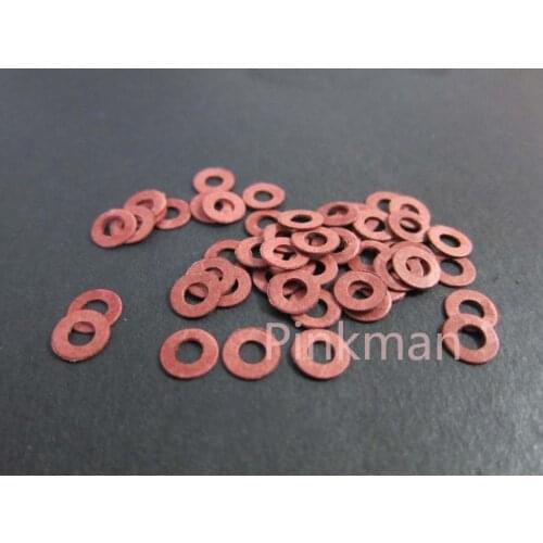 1000 Pcs M5 5mmx14mmx0.5mm Red Insulating Fiber Washer