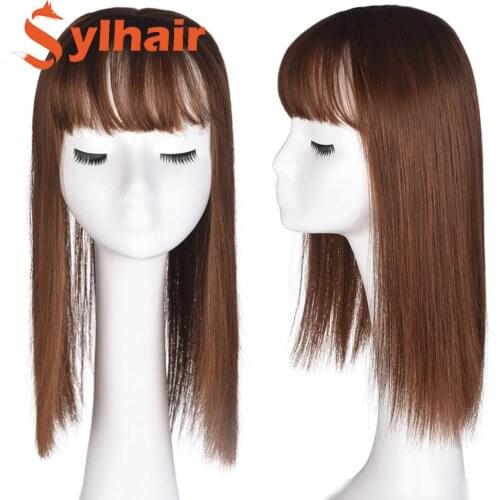3D Bangs Replacement Piece Hair Covering White Hair Natural Invisible Hair Clip In Hair Bangs Hairpiece Synthetic Fake Bang Hair