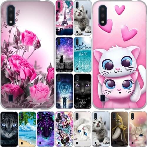 5.7 Inch Case For Samsung Galaxy A01 Phone Case Soft TPU Back Cover A01 SM-A015F/DS Bumper Coque Cute Cat Cartoon Patterned