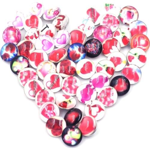 5PCS 18mm Mixed Heart Pattern Round Dome Snap Press Buttons Crafts Scrapbook Gift Charm Jewelry Accessories Snap Fastener 5.5mm