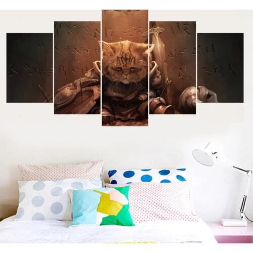 Canvas Wall Art 5 Piece Prints Cavalier Cat Posters Modular Pictures Home Modern Animal Decor Paintings Living Room Decoration