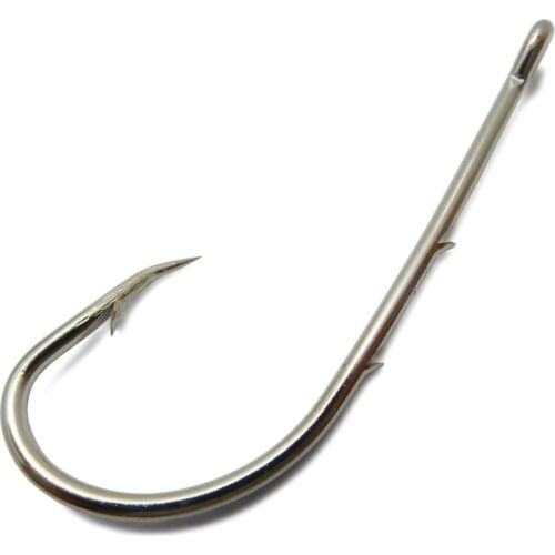 500Pcs Fishing Sharp Silver Jig Hooks 92247 WITH Eye Barbed Hook Silver River Ocean Lake