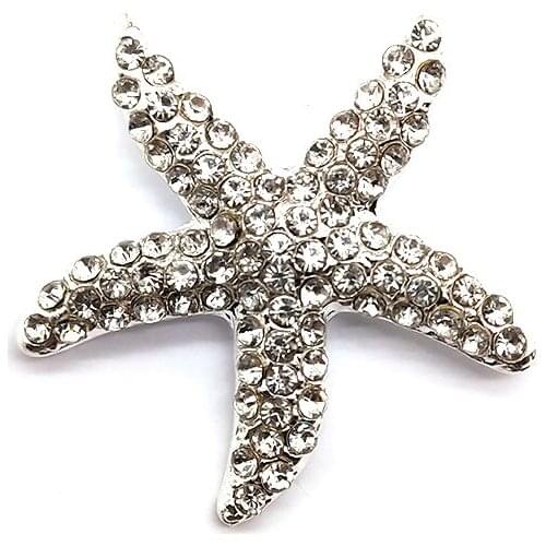Free Shipping Wholesale Romantic Starfish Silver Plated Crystal Rhinestone Buckle For Beach Wedding Invitation Decoration