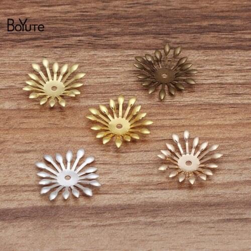 BoYuTe (100 Pieces/Lot) Diy Hand Made Materials Wholesale 25MM Metal Copper Stamping Flower Bead Caps Jewelry Accessories