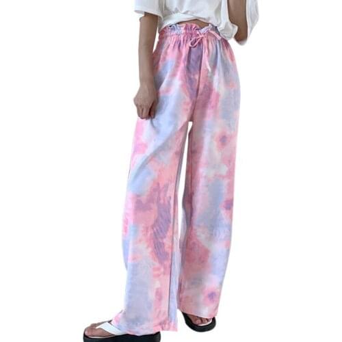 Pants Women Tie Dye Harajuku Ins Elastic Waist Stylish Art Couples Soft Streetwear Trousers