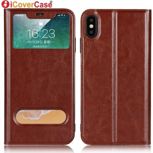 Window Case for iPhone XS XR XS Max Case Flip Cover Leather Stand Coque for Apple iPhone XS Max Cases Fundas Carcasas Capa Etui