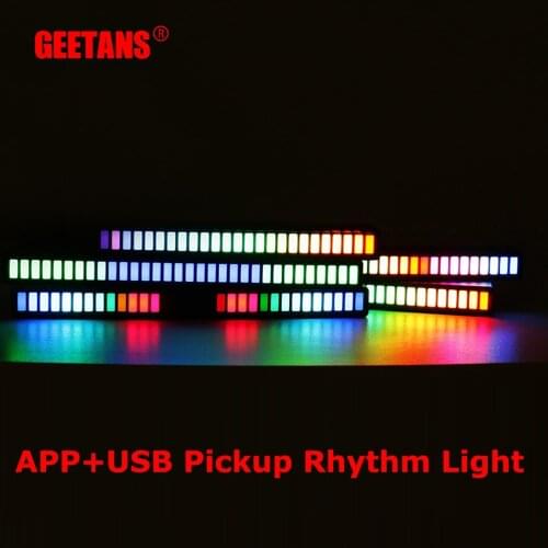 1PCS RGB Colorful Voice-Activated Pickup Rhythm Light 32 LED APP Music Level Indicator USB Light Adjustabl for Car Home Party