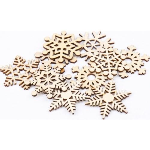 Wooden Christmas Series Snowflake Pattern Scrapbooking Craft For Handmade Accessory Sewing Home Decoration 50mm 10pcs