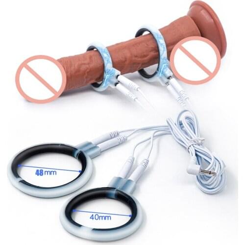 Electro Shock Penis Ring,E-stim Silicone Cock Ring Sex Toy For Men Penis Stimulator Cock Extender,BDSM Electro Shock Accessories