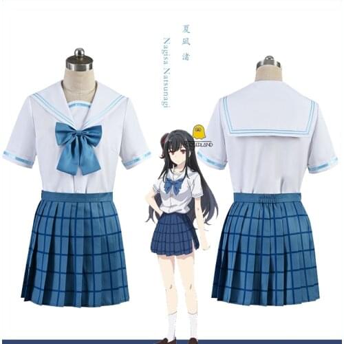 Tantei wa Mou Shindeiru The Detective Is Already Dead Nagisa Natsunagi Cosplay Costume School Girl Skirt Set Blue Sailor Suit