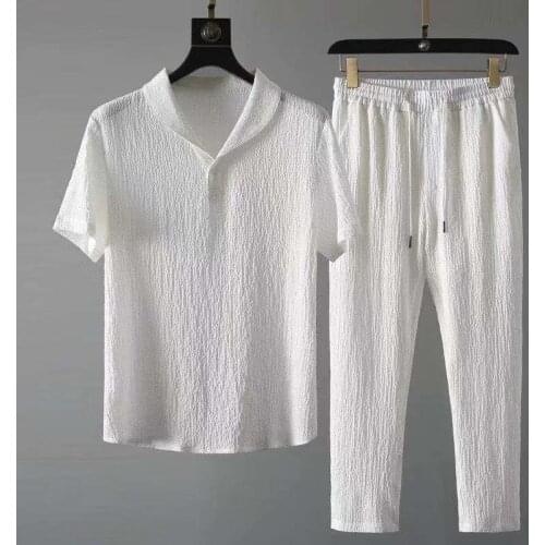 Short Sleeve Pants Sets Leisure Suit Mens 2021 Summer Thin High End Sports Fashion Trend Luxury Tracksuit Men Streetwear Gym