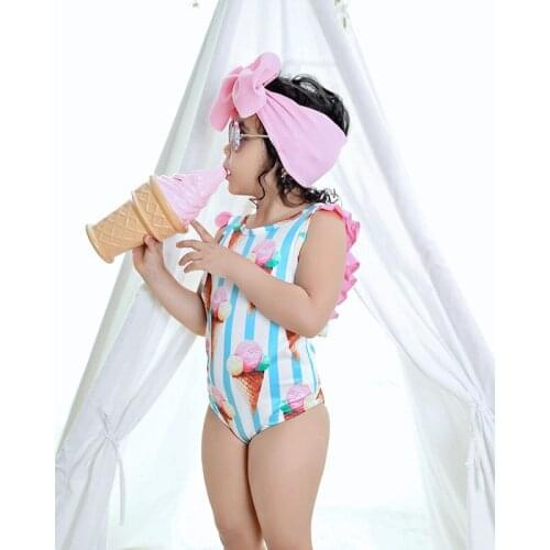 Baby Girls Swimwear Infant Kids Baby Girls Fashion Print Reffled Bowknots Swimsuit Swimwear Swimming Children Bathing Suit