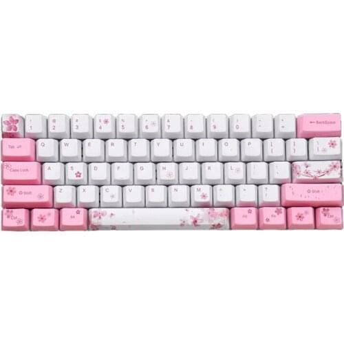 71 Keys Keycap Dye Sublimation OEM Profile Mechanical Keyboard Cherry Blossom Keycap for rk61 series, Gans alt61 series