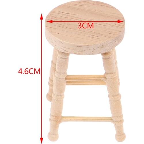Mini Wooden Stool Simulation Chair Furniture Model Toys for Doll House 1/12 Dollhouse Decoration Miniature Accessories