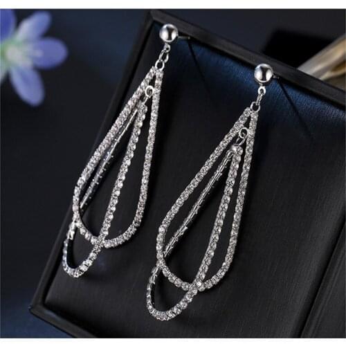 Fashion Geometric Earrings Luxurious Crystal Water Drop Earrings for Women Romantic Valentines Day Gift